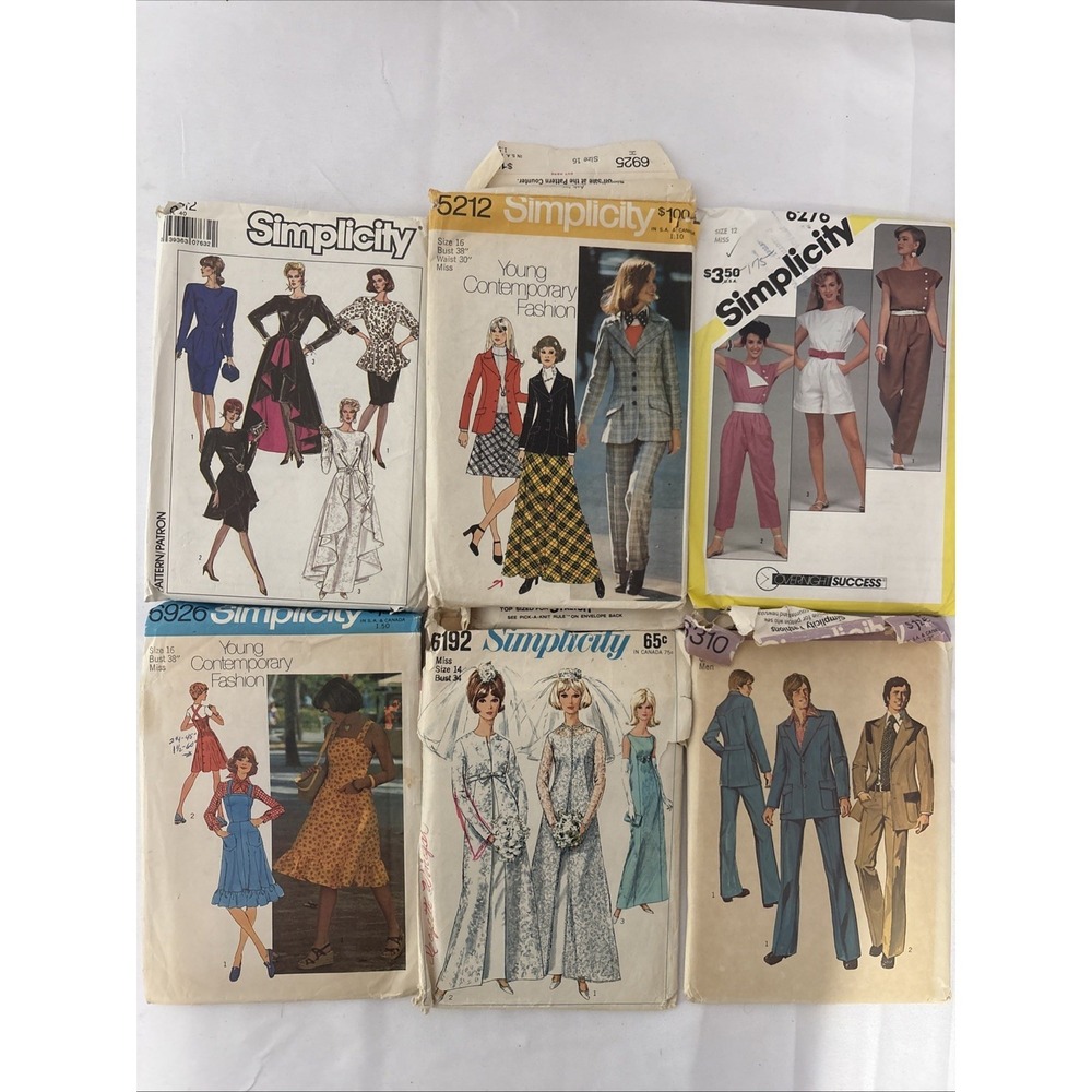 Simplicity Vintage Sewing Patterns Lot 6 Costumes Fashion 6192 6310 5212 6276